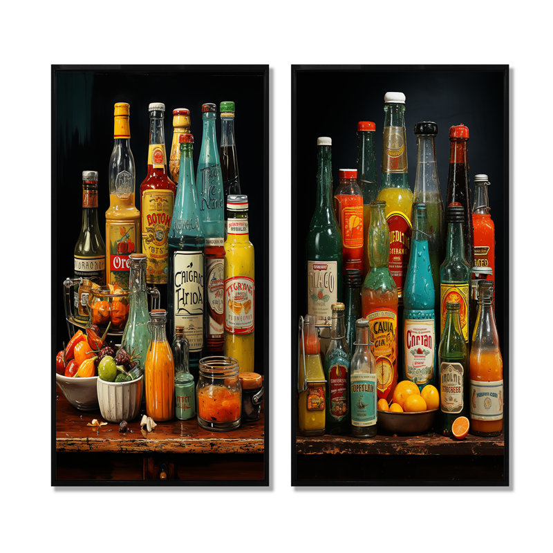 Conditments Popart Flavour Collage - Ensemble de 2 décorations murales Condiments, H 32 po x l 33 po, Cadre noir