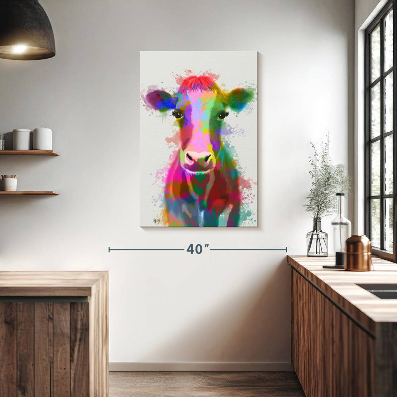 Brampt Rainbow Splash Cow, 39" H x 26" W