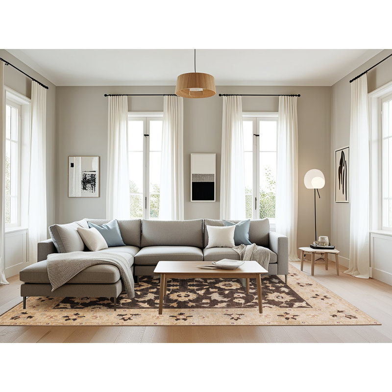 Tapis brun / bleu marine Reimund, Rectangle 8 pi x 12 pi
