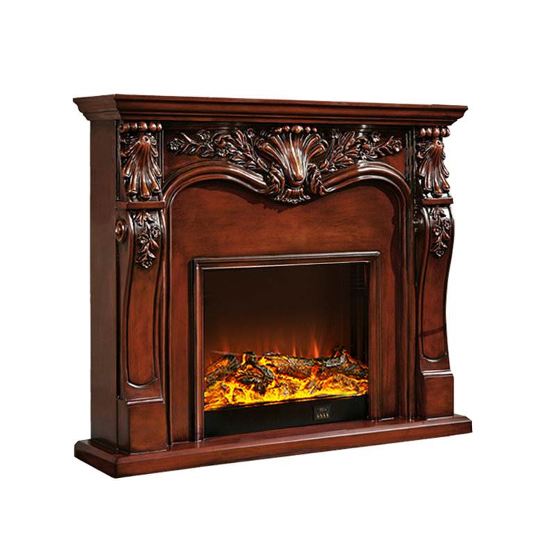 American-style simulated flame fireplace, Brown