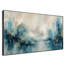 Très grand art mural imprimé sur toile - Décoration de salon contemporaine bleu forêt abstraite - «Assemblage requis (cadre non fini)»-130840606