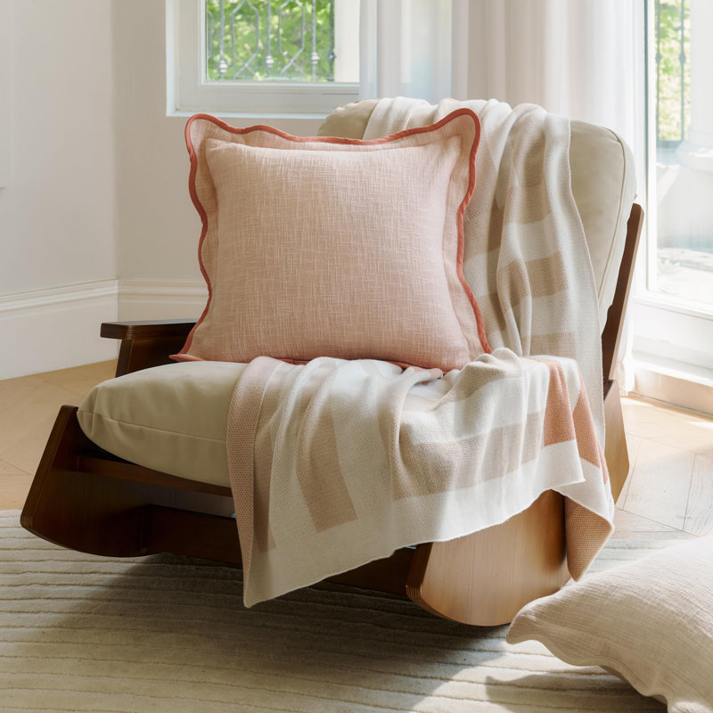 Double Stitch Cotton Decorative Scalloped Throw Pillow Covers,Square Cushion Case for Living Room Couch