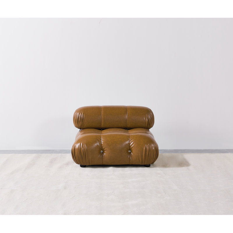 Adelaida Faux Leather Accent Chair, Brown Faux Leather