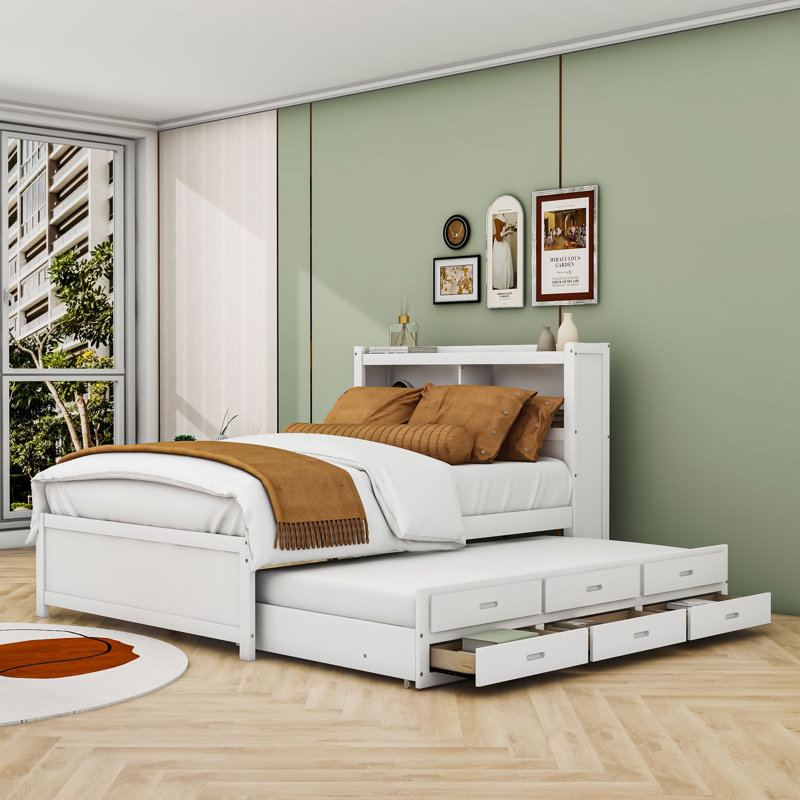 Lit plateforme avec rangement Caelib, Blanc
