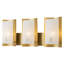 Applique murale de salle de bain 3 lumières en laiton brossé moderne à 3 lumières avec abat-jour en verre craquelé doré 24 po