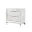 Table de chevet 2 tiroirs blanc perle avec pieds en cristal acrylique