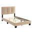Lit simple tapissier en velours brun avec contreplaqué en bois massif-729625039