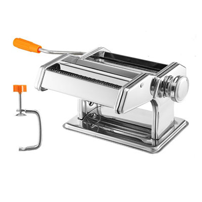 Machine à pâtes 2-en-1 Unit - Machine à nouilles à 180 rouleaux avec coupe | pince et base antidérapante, 9 réglages d'épaisseur | Argent, 8,27 po x 7,87 po x 5,12 po | Idéal pour la cuisine (spaghetti / fettuccini / lasagne) | Machine à pâtes Hot Sale, appareil de cuisine haut de gamme