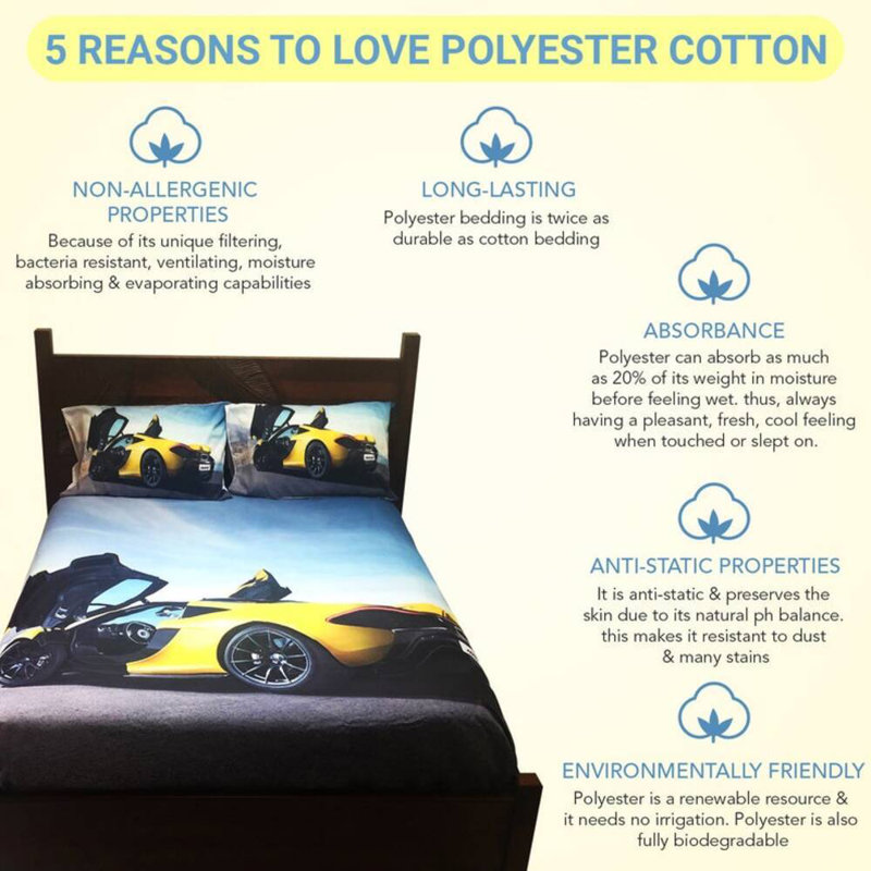 Car printed twin bedsheet set 4 pc