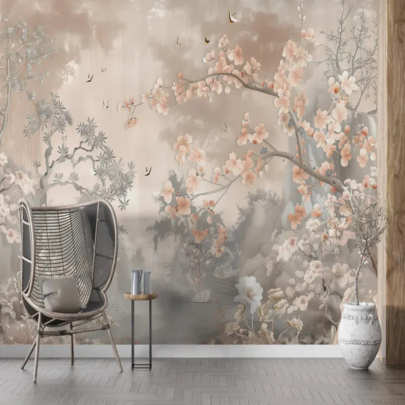 Blossoming Serenity Garden Mural, 96" L x 108" W