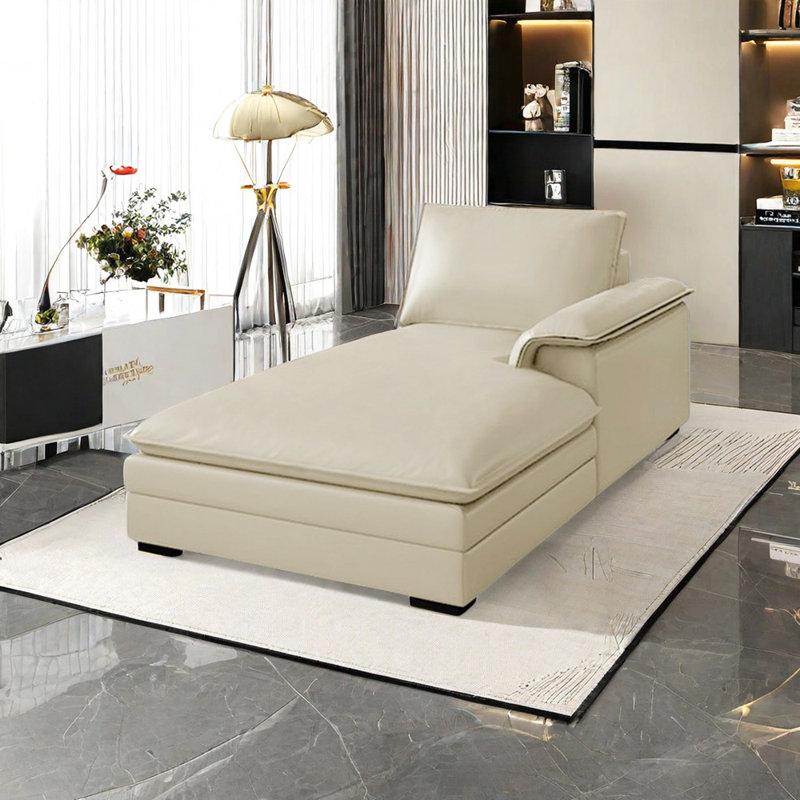 Chaises longues confortables et ergonomiques pour l'intérieur, Accoudoir à droite (vu de face), Beige