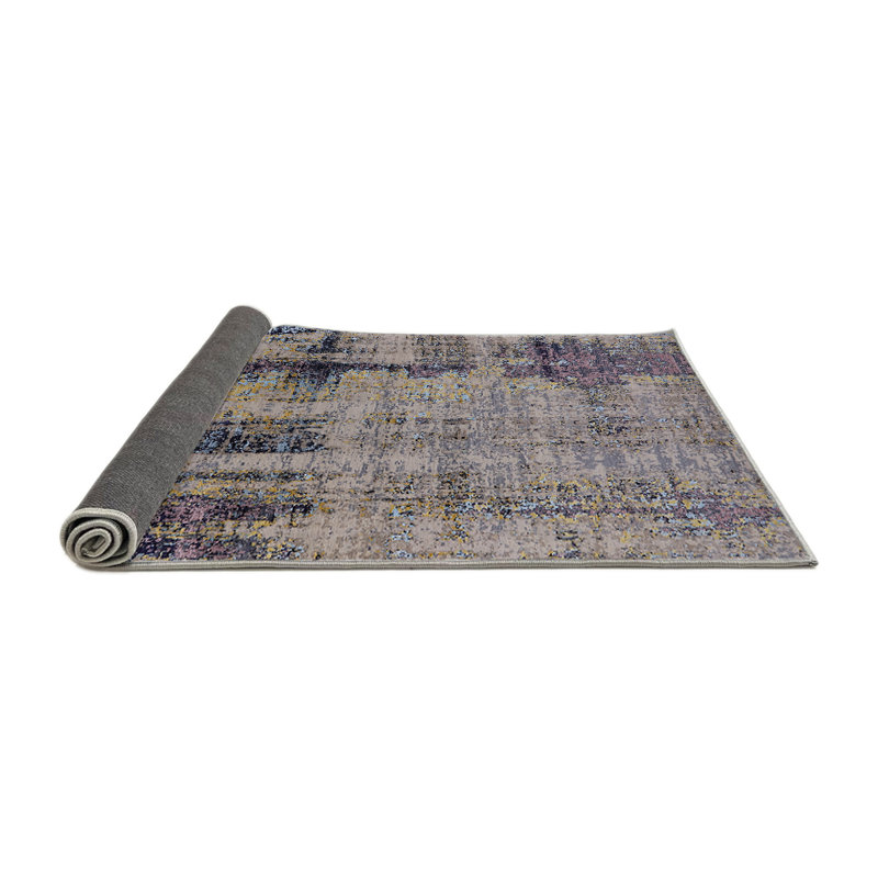 Tapis abstrait gris / bleu / mauve Caramont, Rond 7 pi