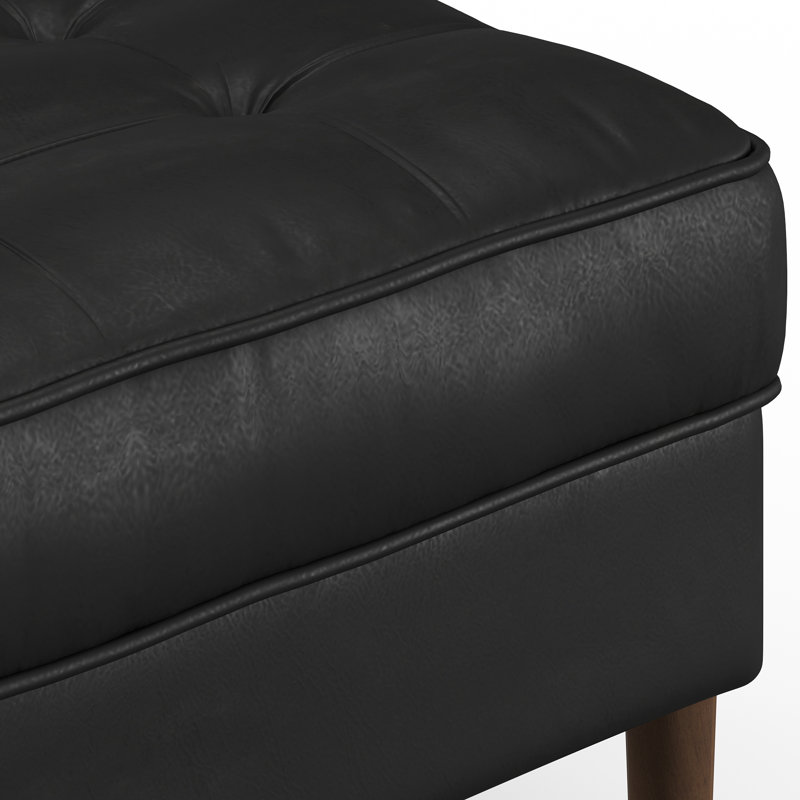 Repose-pieds en cuir Victor , Cuir vegan noir minuit