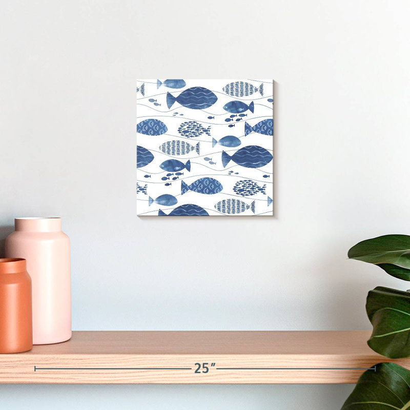 Ashelle Abstract Blue Fish, 10" H x 10" W