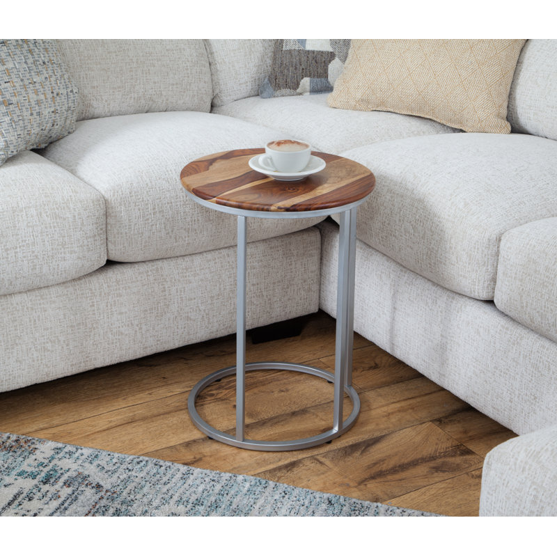 Solid Mango Wood And Metal C-Table