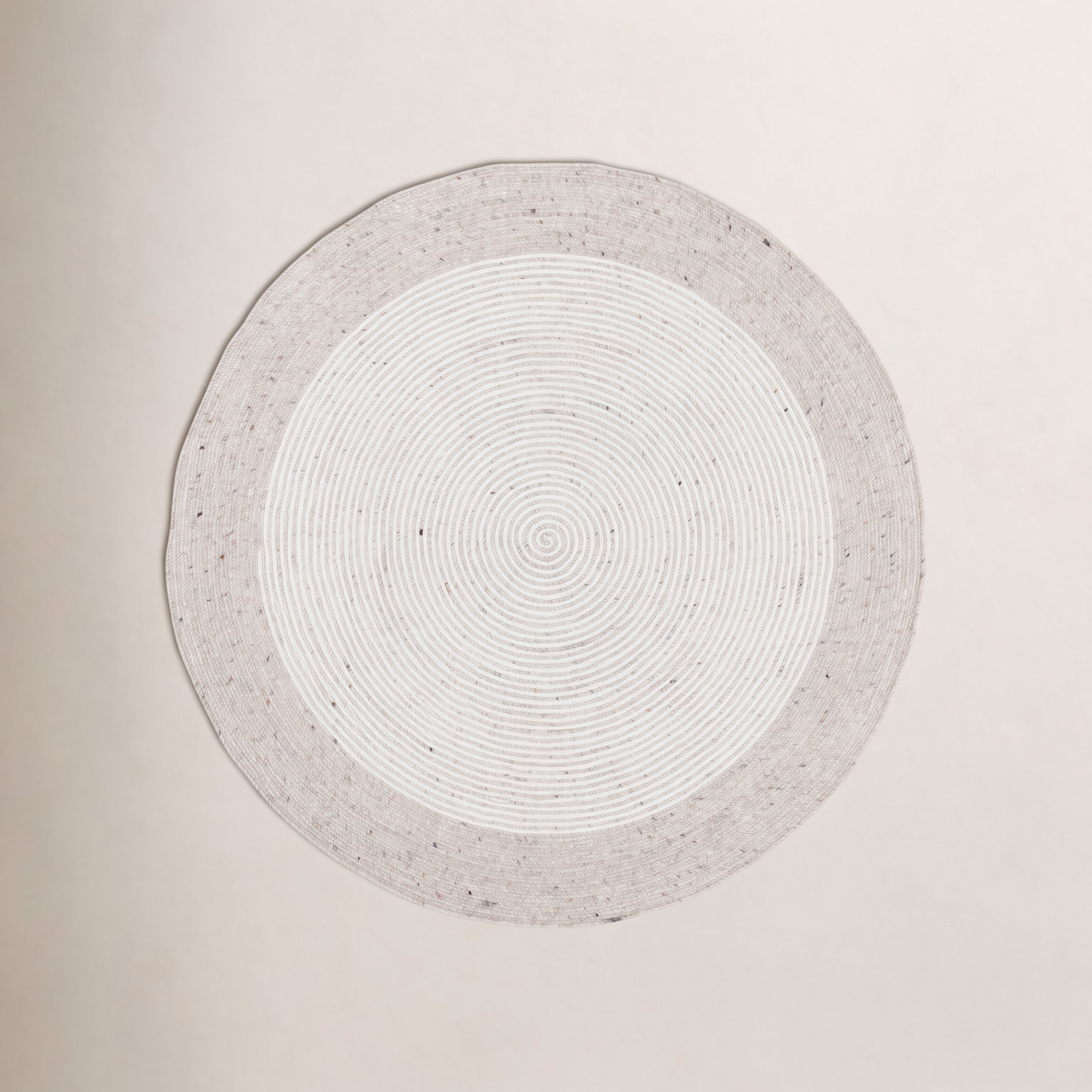 Aria Beige Ivory Hand-Woven Geometric Wool Rug, Round 9'