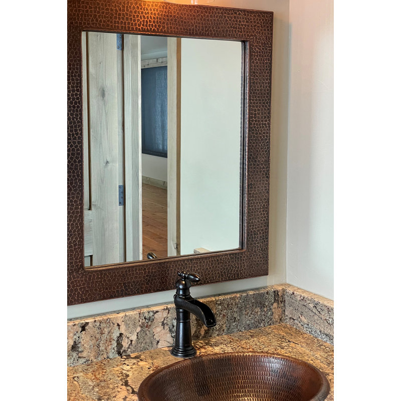 36" Rectangle Hammered Copper Mirror
