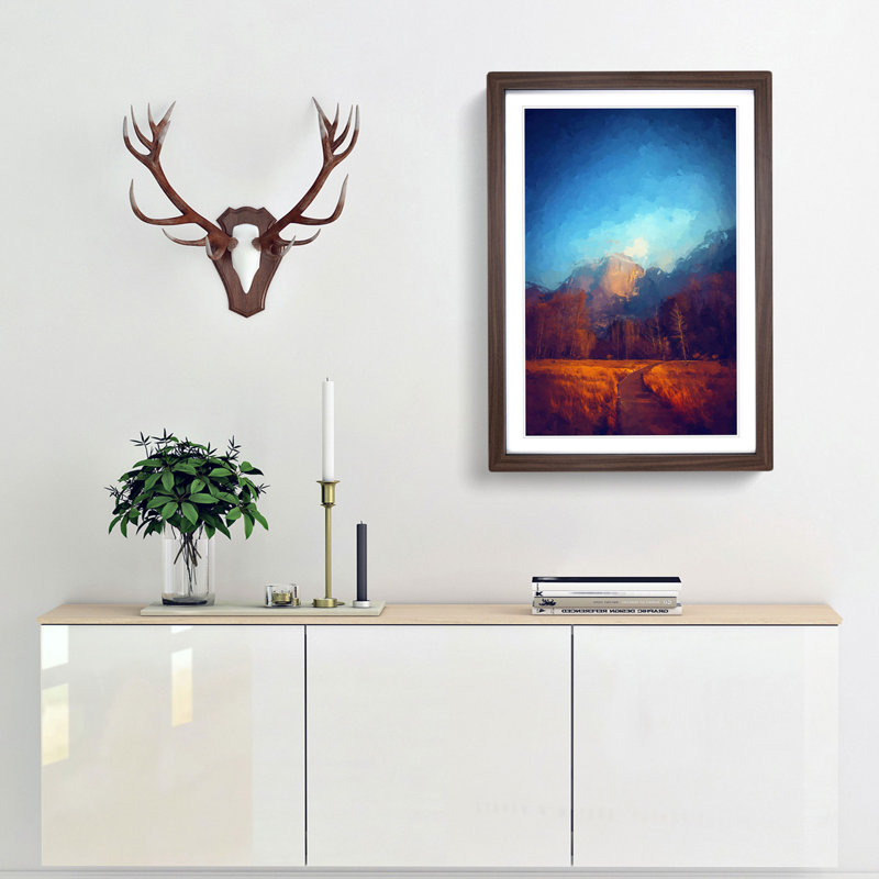 Mountain Path in Abstract - Framed Print, Walnut Framed, 65cm H x 48cm W x 2cm D