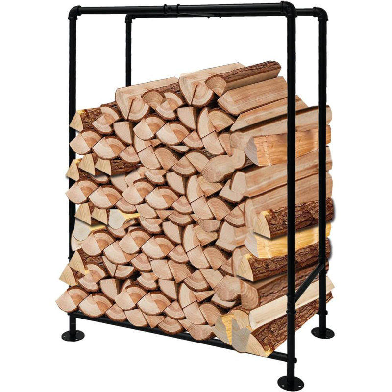 Support à bois de chauffage intérieur et extérieur noir antirouille