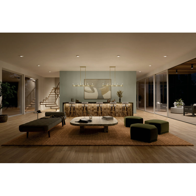 Erzo Natural Brass 10-Light Linear Candle Chandelier