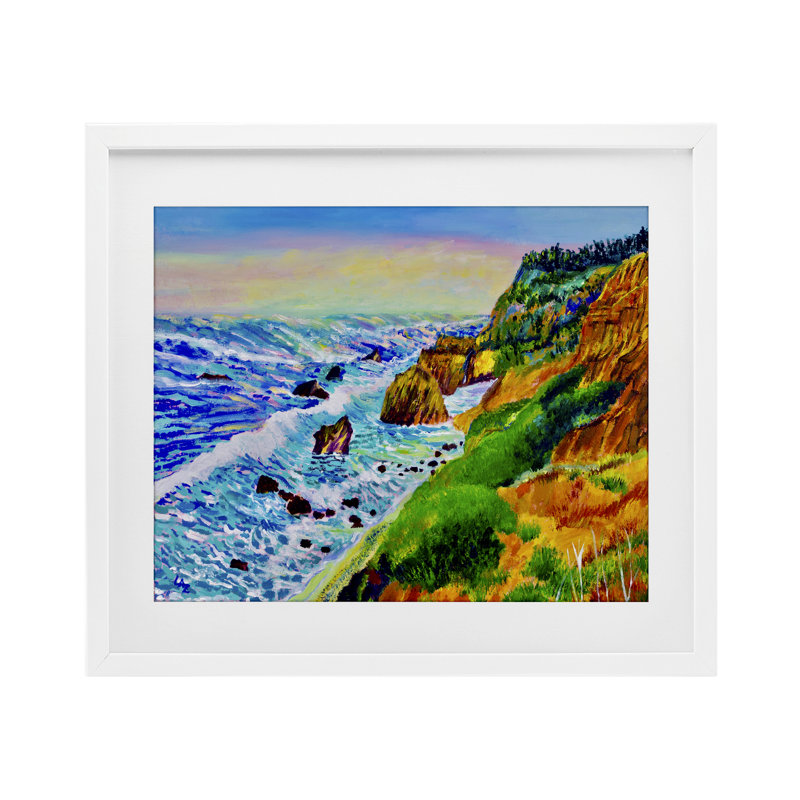 «Coastal Daydream Waves», reproduction sous verre encadrée, conception par Lee Ann Zirbes, H 13 po x l 16 po