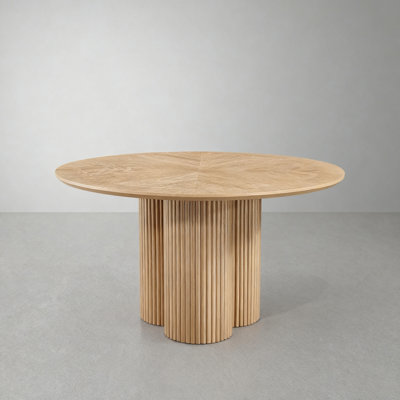 48" Round Oak Wood Top Dining Table by Cedarra