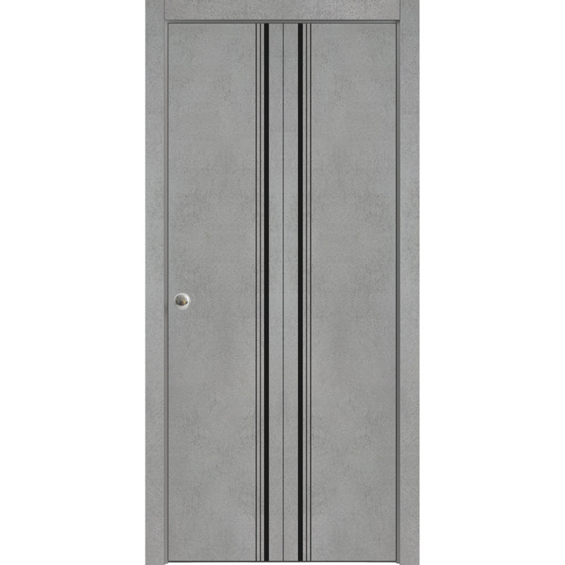 Porte pliante en bois massif massif, 64 po x 84 po, Béton