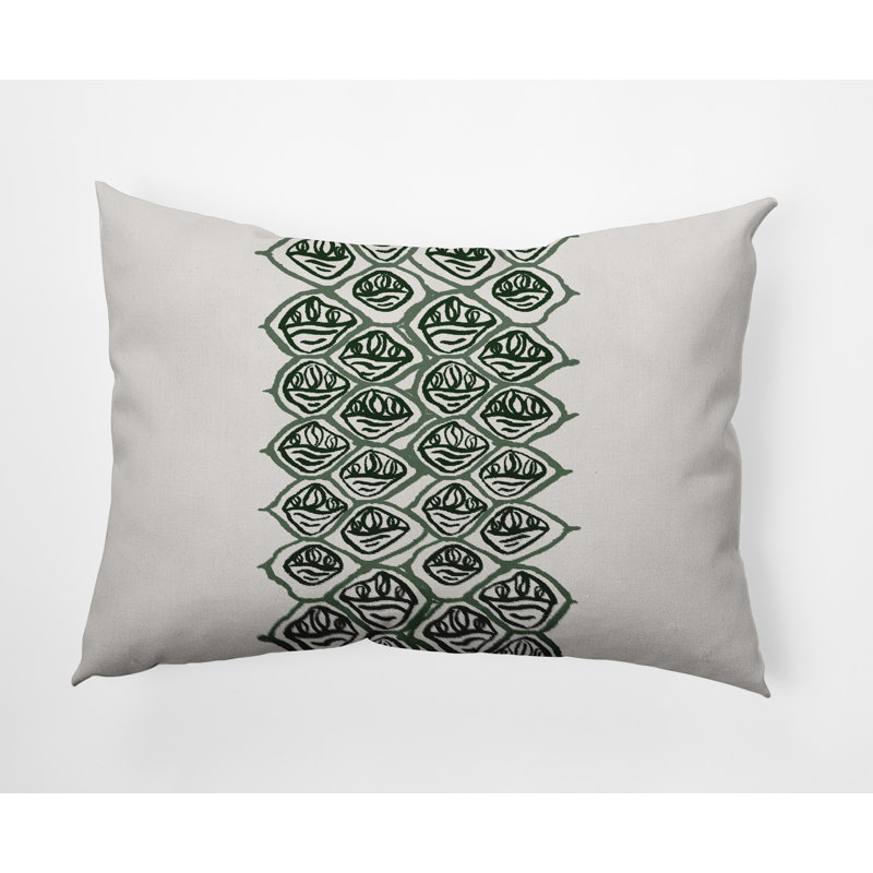 Geometric Reversible Throw Pillow, 14" x 20", Dark Green