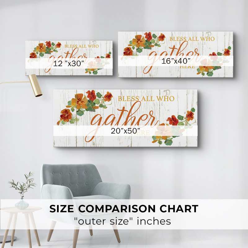 «Gather Here», toile tendue avec châssis - Prêt à être accroché, H 20 po x l 50 po