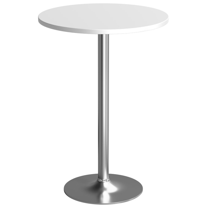 39.5" Pedestal Height Dining Tables, Round Bistro Bar Tables, Silver, White