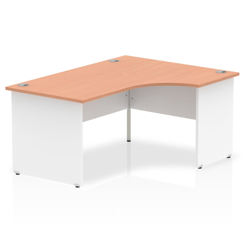 Impulse L-Shaped Computer Desk, Beech, 73cm H x 160cm W x 120cm D, White/White