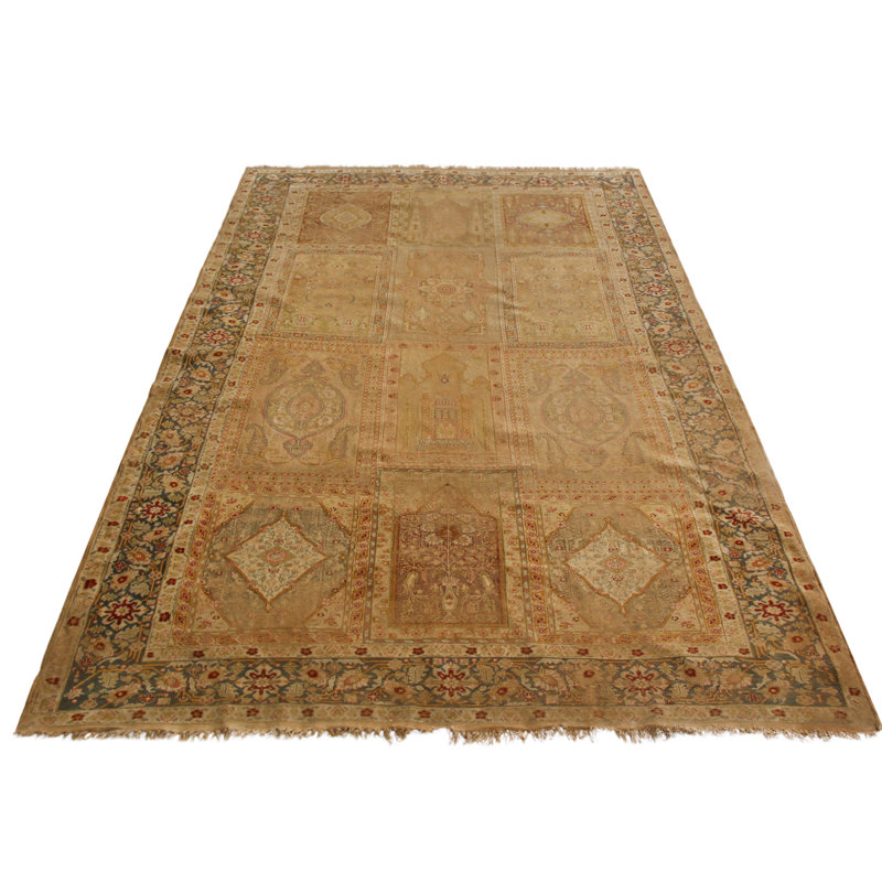 Wool Floral Area Rug in Beige