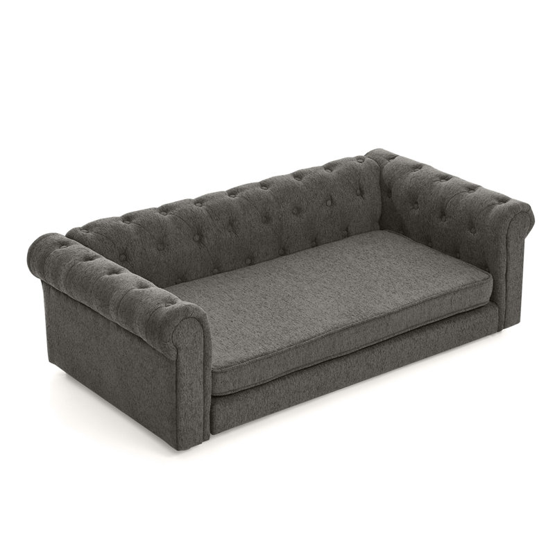 Élégant canapé-lit rectangulaire pour animaux de compagnie jusqu'à 100 lb, H 17,5 po x l 55 po x P 26,5 po, Gris foncé