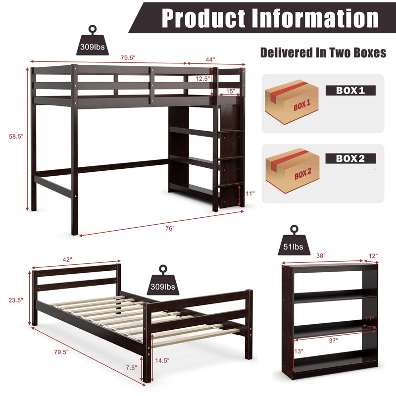 Emeteria Kids Twin Over Twin Bunk Bed, Espresso