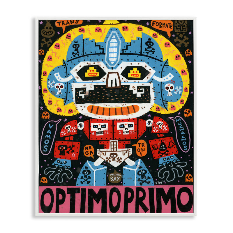 Giclée encadrée de personnage emblématique robotique, conception de Jorge R. Gutierrez, H 20 po x l 16 po