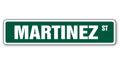 Martinez Street Sign Heavy Duty Plastic 4" X 18"