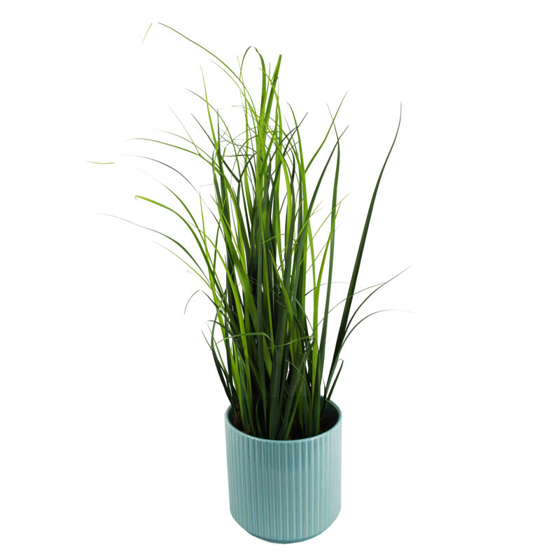 Analyssa 60cm Faux Foliage Plant in Ceramic Pot, Blue