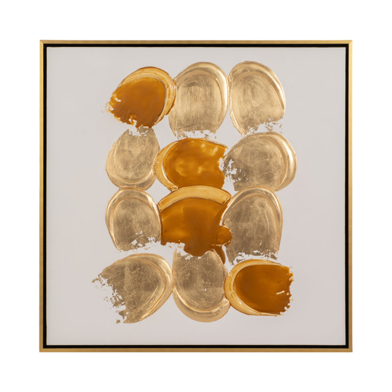 47X47 Hand Painted Gold Rocks, Gld/Wht