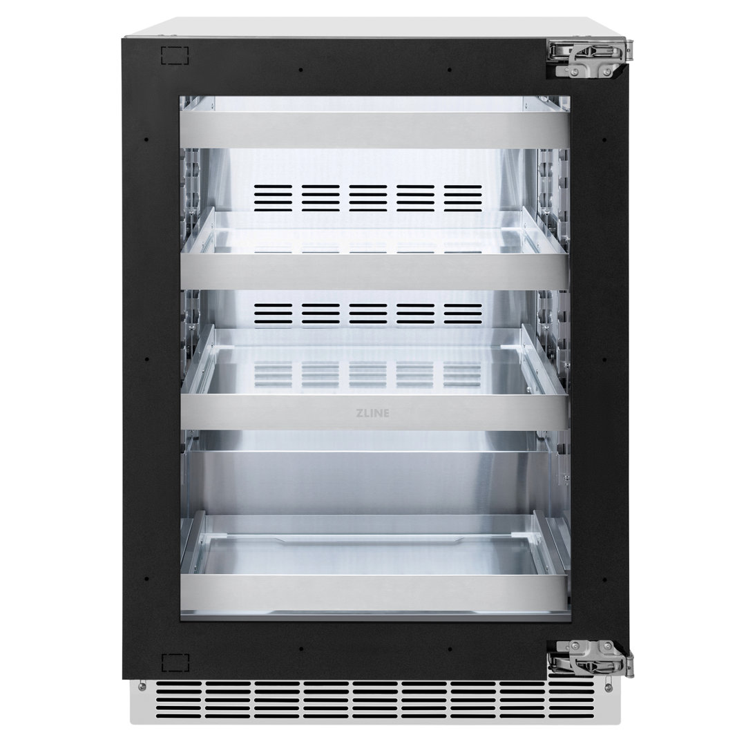 ZLINE 24 In. Touchstone Beverage Fridge with Panel-Ready Glass Door ZLINE