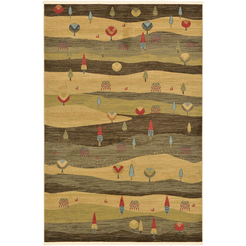 Beige géométrique beige/Tapis décoratif grise Lela, Rectangle 6 pi x 9 pi