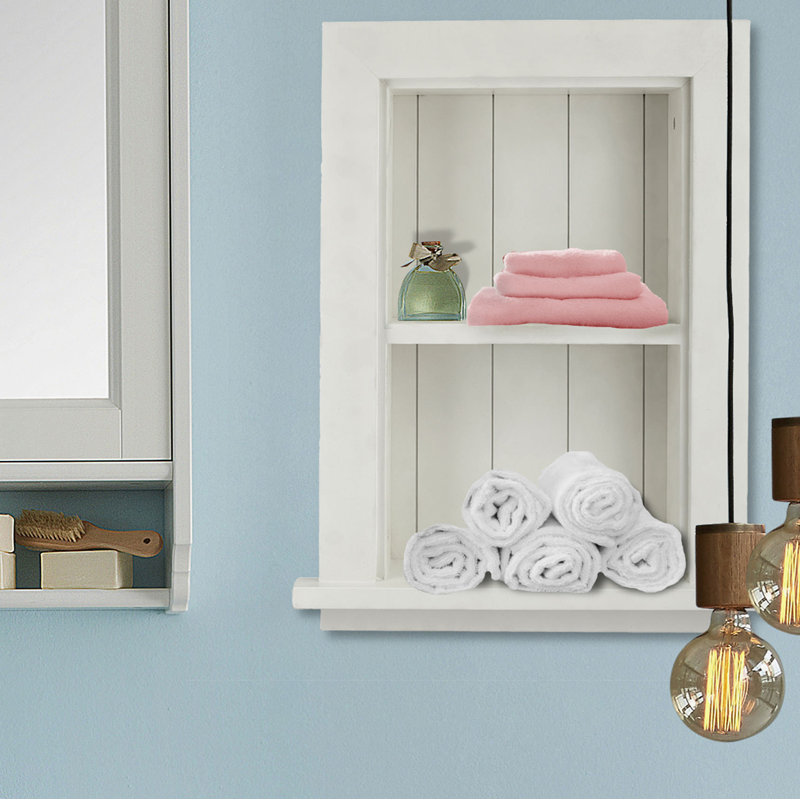 AdirHome White Hardwood Recessed Wall Cabinet with Shelf