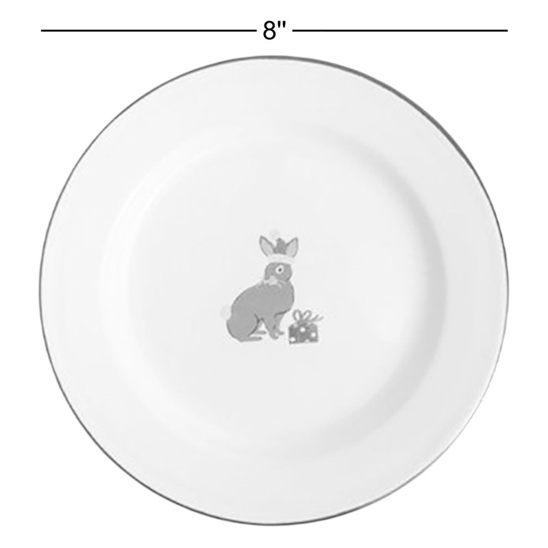 Helmsie x CCH Holiday Animals Flat Salad Plates, Set of 4, Green Rim