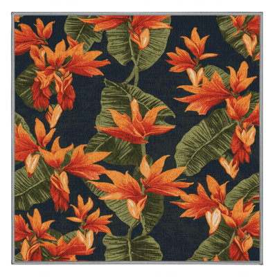 Tapis botanique brun lavable à la machine