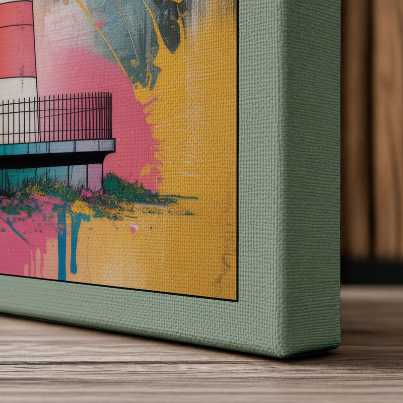 Lighthouse Bursting Modern - Wrapped Canvas, 24x16 - 61.0 x 40.6 cm, Sage Border