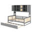 Lit de jour en bois peu encombrant, avec lit gigogne escamotable et compartiments de rangement modulaires-575919653