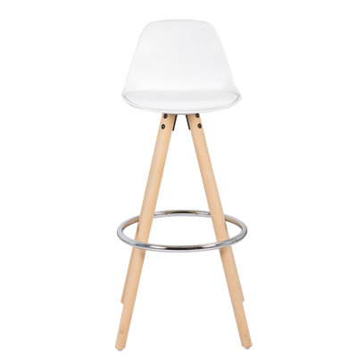 Ayala Upholstered and Faux Leather Bar Stool with Solid Wood Frame