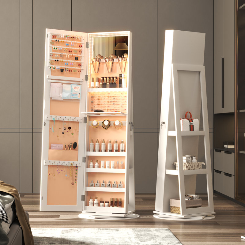 Blackhorse Jewelry Armoire, White/Beige
