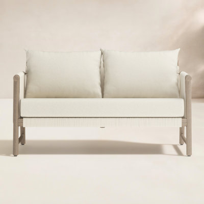 Naomie Acacia Love Seat With Rope Wicker