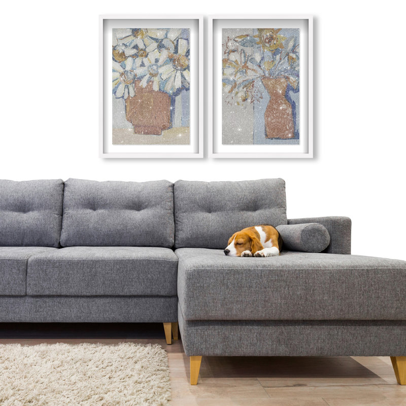 Abstract Flowers Set Shadowbox Abstract Print by Oliver Gal, Black Frame, 10 x 15, 25.5" H x 17.5" W, White Shadowbox
