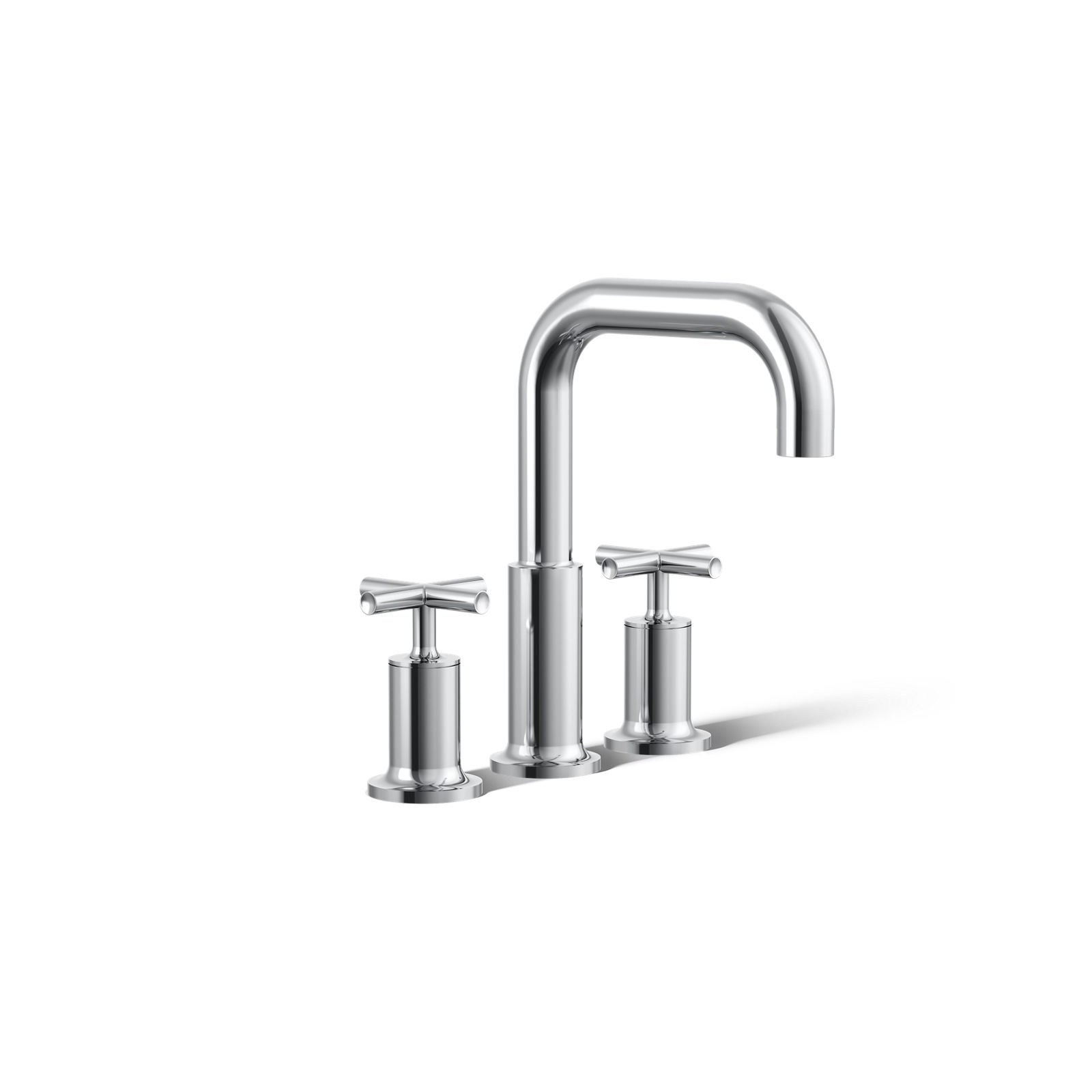 Purist Deck-Mount Bath Faucet Trim for High-Flow Valve with Cross Handles, Polished Chrome
